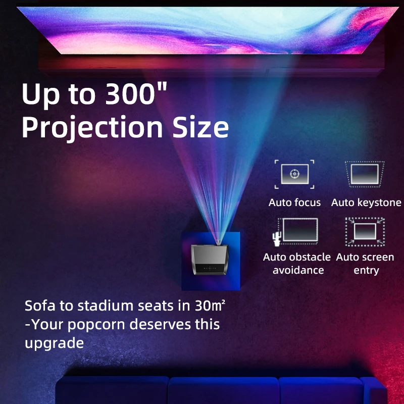 CAIWEI A10Q 4k Android 11 Projector 1080P Full HD Auto Focus High Brightness Wifi 6 2200 Ansi Beam Projectors Smart Home Theater