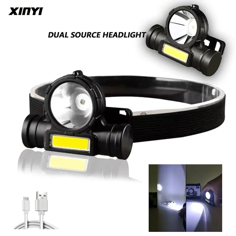 Portable LED Headlamp Waterproof COB Lantern Head Lamp USB Rechargeable 18650 Headlight Work Light with Magnet Fishing Torch head flashlight,cob headlamp