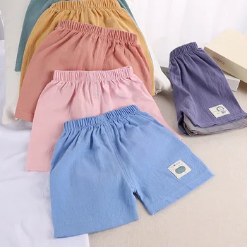 I bambini estivi di 1-5 anni indossano pantaloncini per bambini Pantaloni di lino in cotone per neonati Pantaloni per ragazze dei ragazzi Pantaloni casual per bambini dei cartoni animati 1