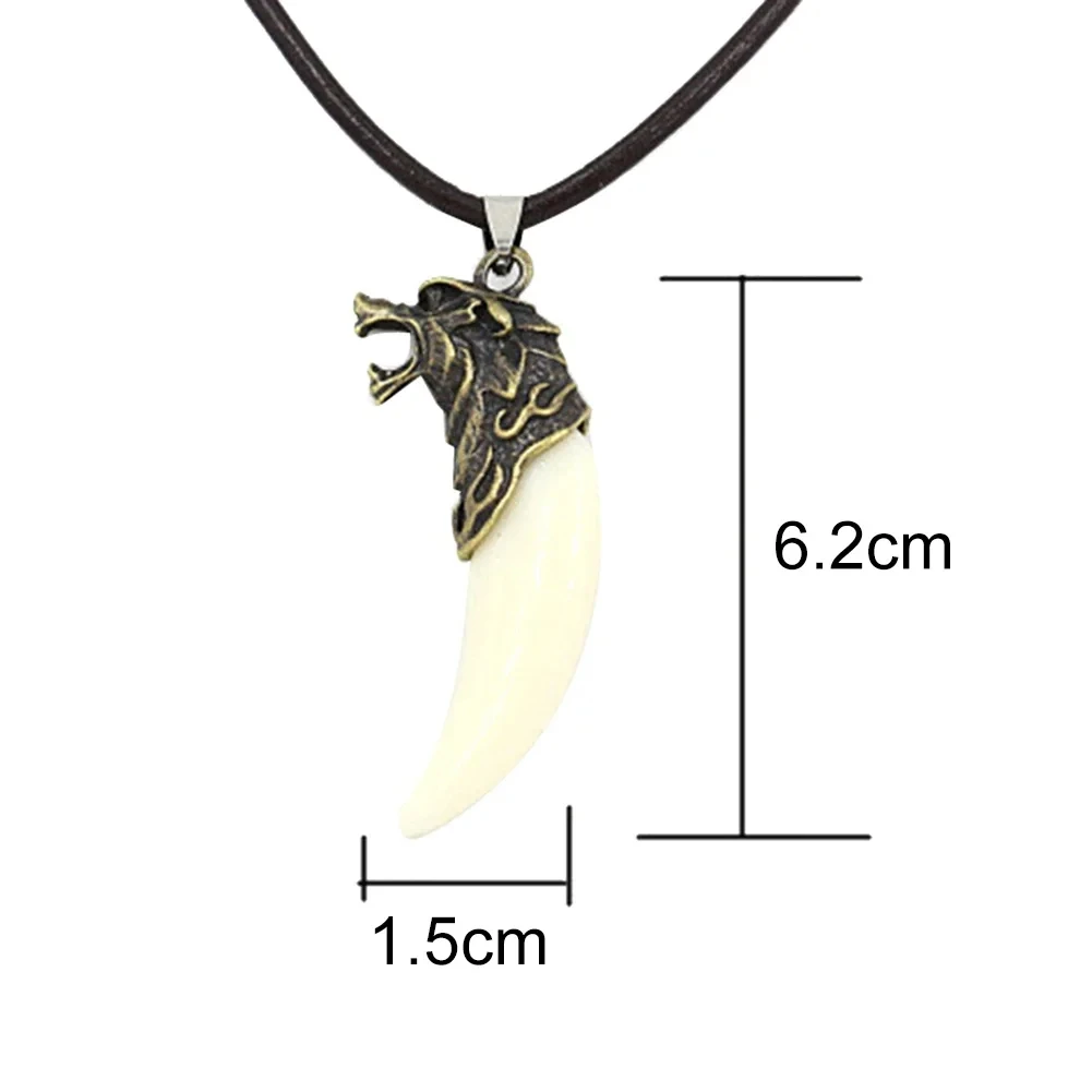 Men Women's Goth Vintage Wolf Tooth Pendant Leather Beaded Weaved Prayer Necklace Fashion Jewelry Necklaces 1PC