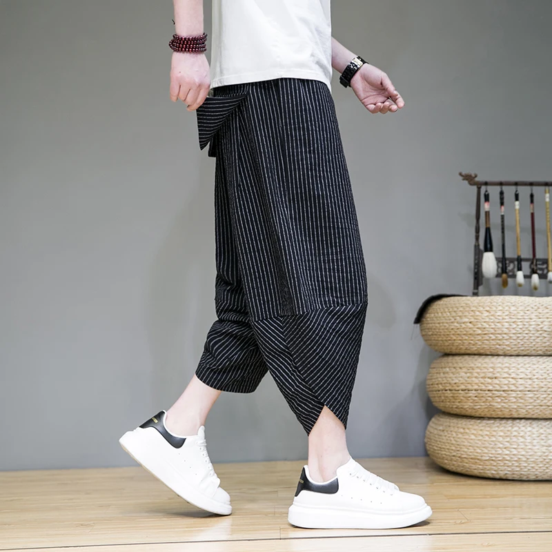 

Hip Hop Cotton Harem Pants Men Elastic Waist Streetwear Joggers New Baggy Drop-crotch Pants Casual Trousers Men