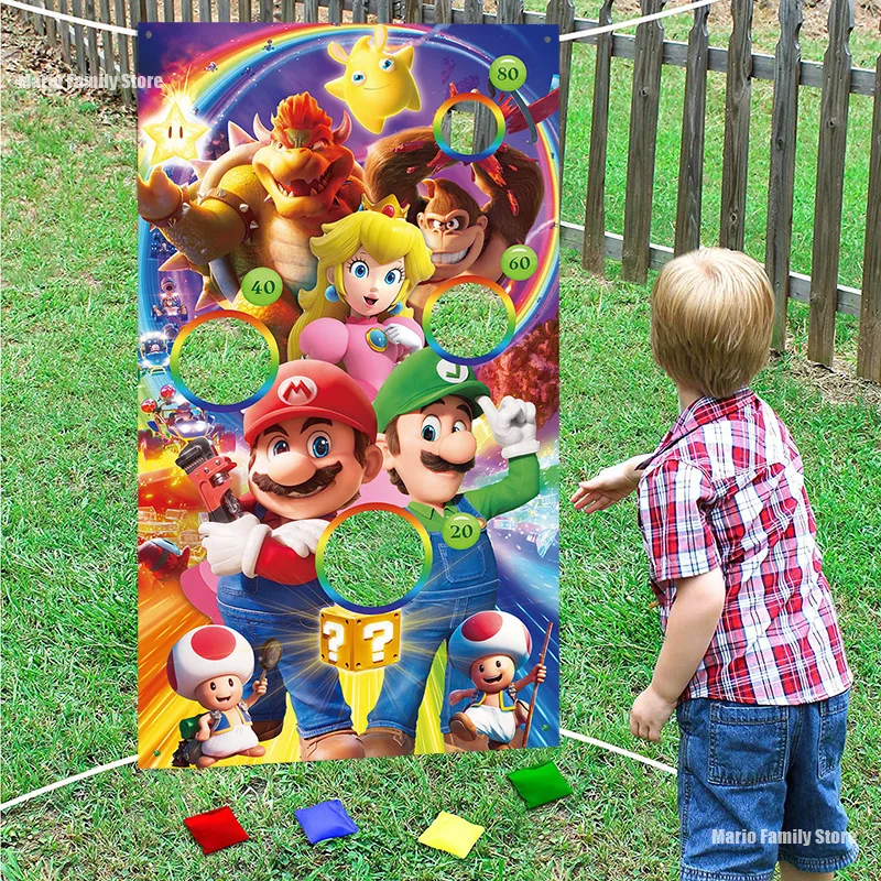Super Mario Bros Movie Bean Bag Toss Game-Lancio Carnival Game Banner Forniture Per Feste Decorazioni Per Bambini Regalo Di Compleanno Per Adulti