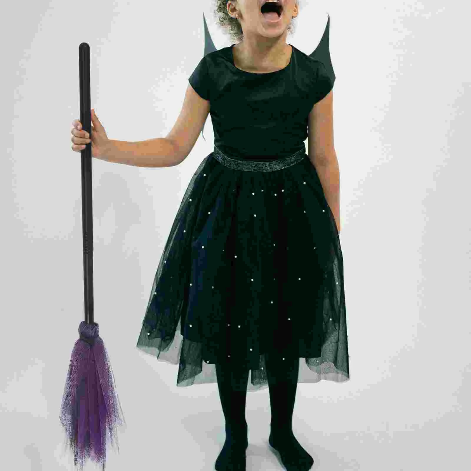 

Fomiyes Halloween Witch Broom Plastic Witch Broomstick Dress Up Costume Props Wicked Witches Broom Halloween Cosplay