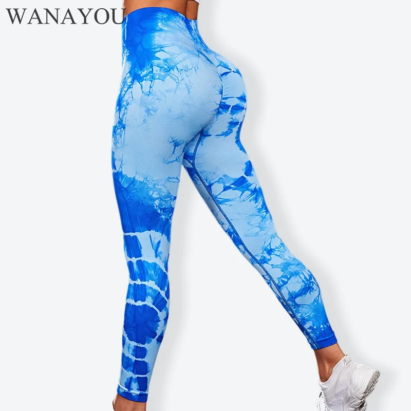 

WANAYOU Women Seamless Leggings Tie Dye Hight Waist Sports Yoga Leggings Pants Sport Women Fitness Push Up Leggings