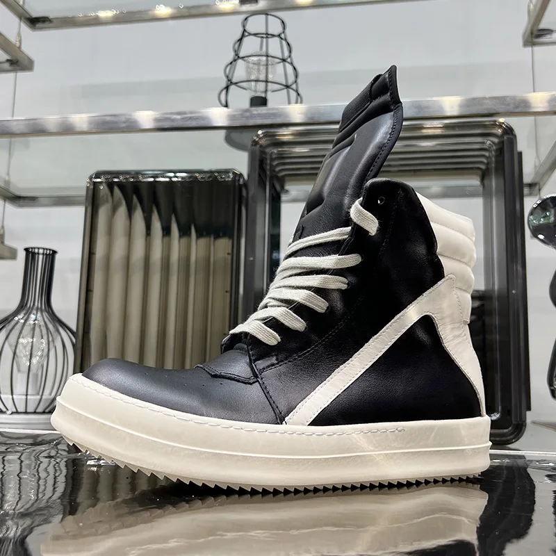 Casual Shoes Men High Top Genuine Leather Trainers Women Geobasket Jumbo Lace Up Designer Sneaker Flats Ankle Boots casual sneakers