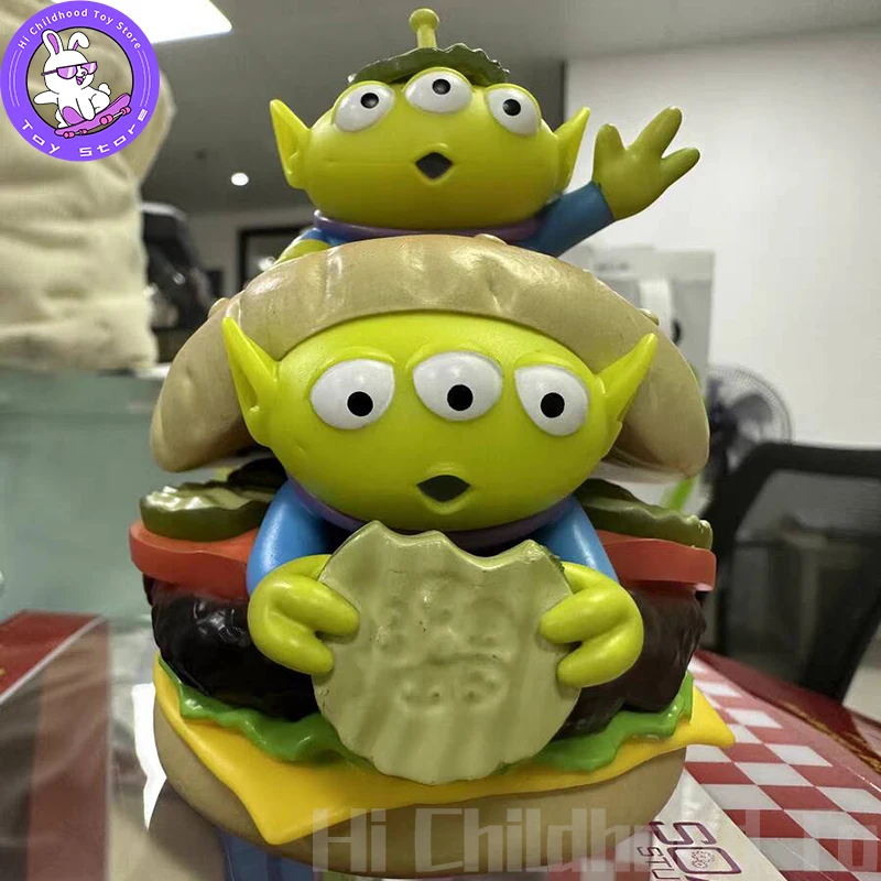 

New Cartoon Toy Story Alien Hamburger Statue Creative Three Eyes Alien Action Figure Fashion Brandc Children Birthday Cute Gift