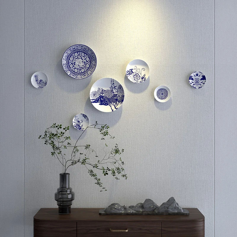 Chinese Blue and White Porcelain Ceramic Wall Decoration, Dining Room, Sofa Background, Wall Storage, Fashion Decoration 2