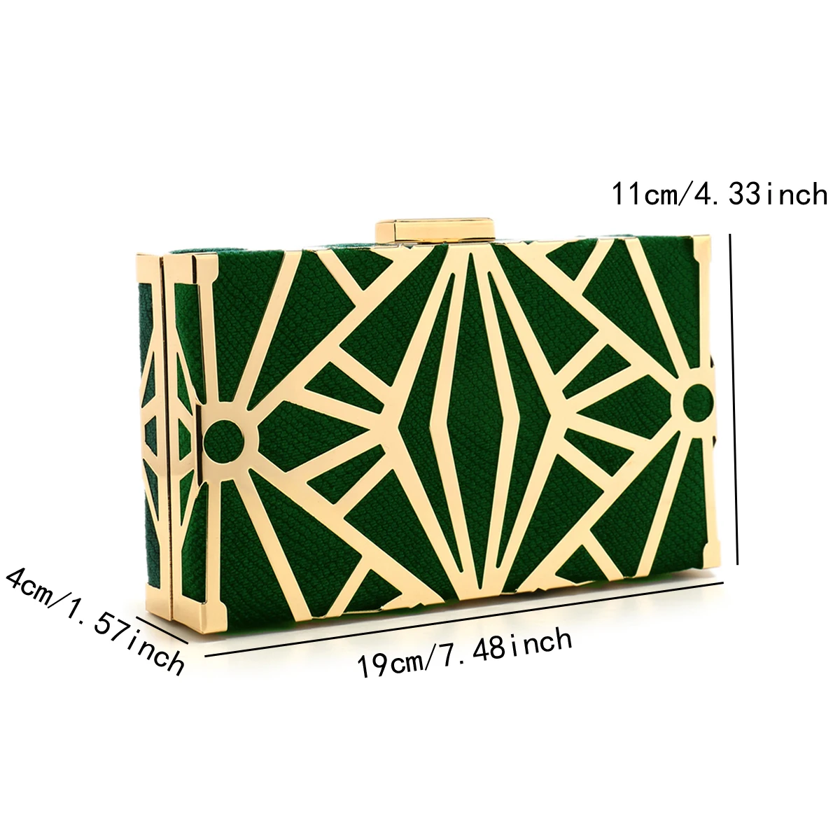 Green Glitter Metal Evening Clutch Bag for Women