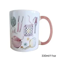 Charming Ceramic Crochet Design Mug - 330ml Novelty Desk Decor Coffee Cup - 330ml (Single attribute)