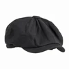 Flat Cap Hat Men for Summer Newsboy Cap Solid Cotton Mens Beret Hat Women Octagonal Hat Vintage Black Eight Panel Hat 6
