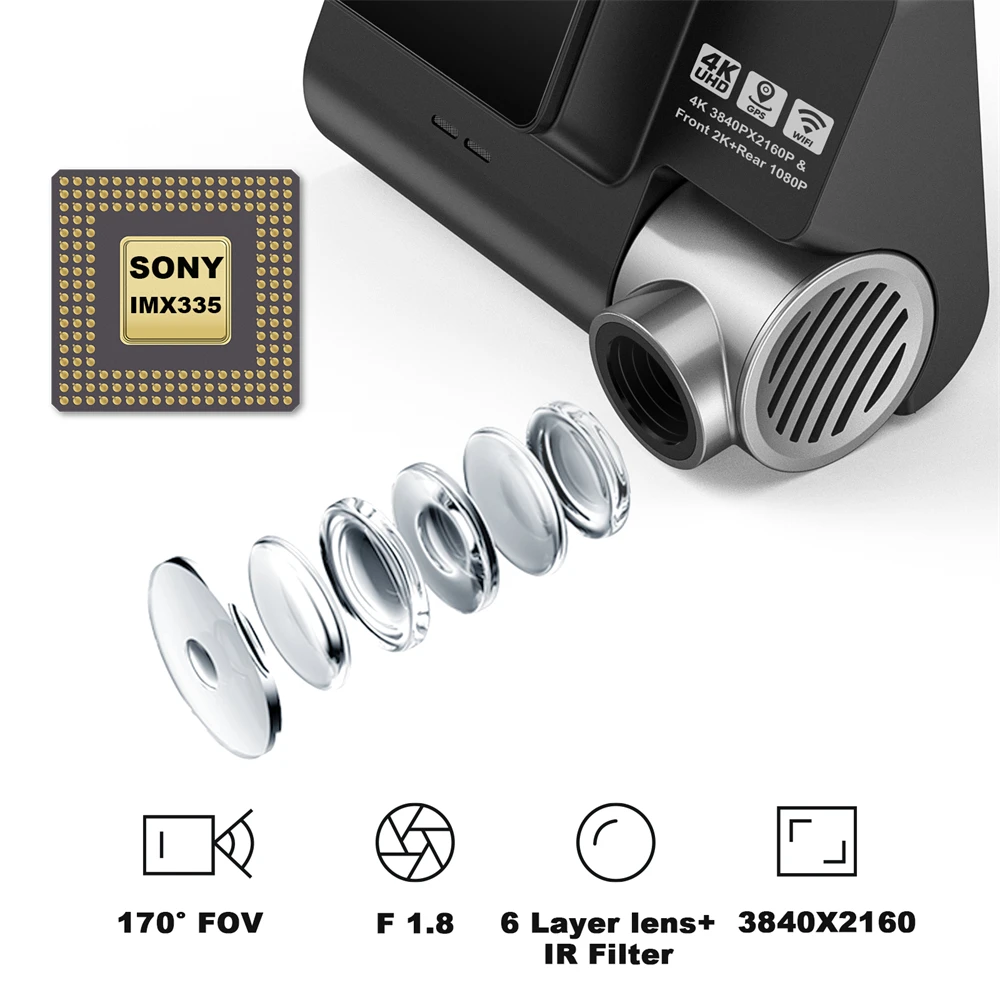 XYZCAM   ī޶, 3.0 ġ LCD WiFi ڵ DVR, 24 ð  , GPS Ʈ, 1080P Ĺ ķ, 170  FOV ڵ ڴ, 2K, 4K