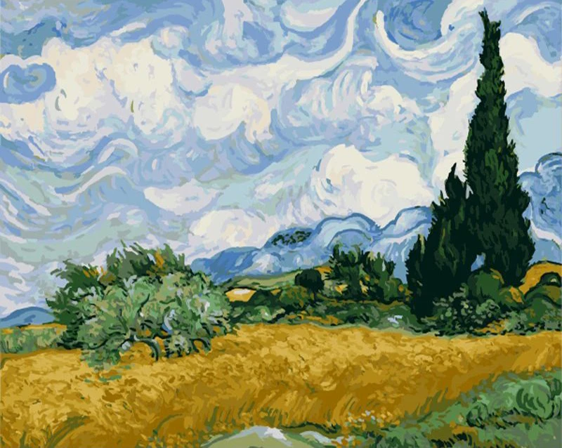 Van Gogh-Inspired Oil Painting Kit - Scenic Canvas Artwork, 60x75cm, Frameless Home Decor