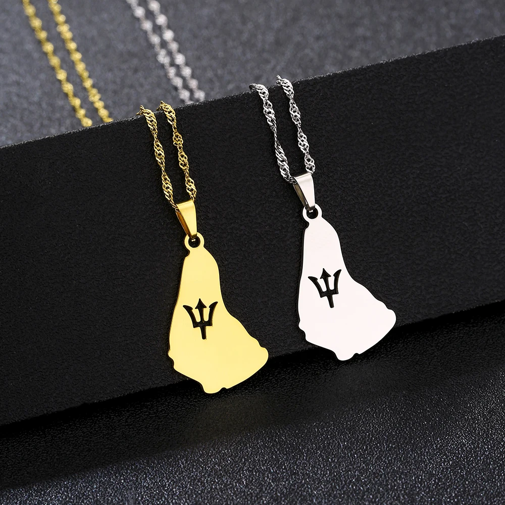 Nordamerika Barbados Karte Flagge Anhänger Halskette Edelstahl Männer Frauen Landkarten Schmuck Geschenk
