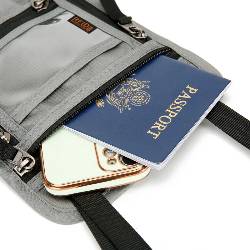 Passport Holder Neck Pouch Travel Wallet for Women Men RFID Blocking Security Slim Traveling Wallet with Neck Lanyard Strap 4