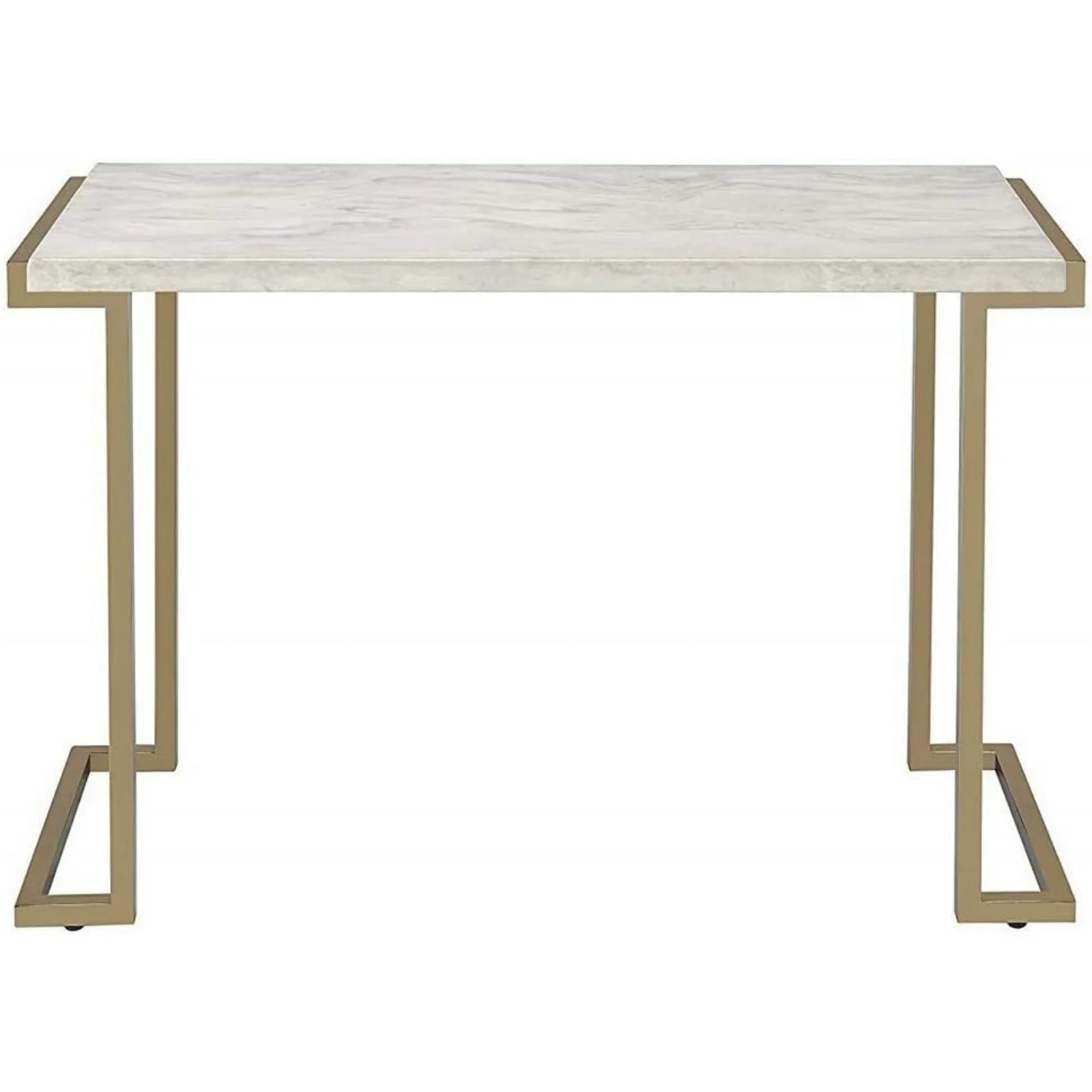 US Boice II Rectangular Faux Marble Top Console Table in Champagne Beige