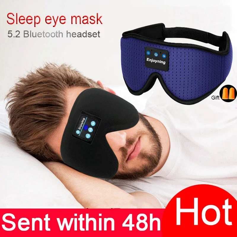3D wireless music headphone sleep breathable smart eye mask Bluetooth headset call with mic for ios Android mac