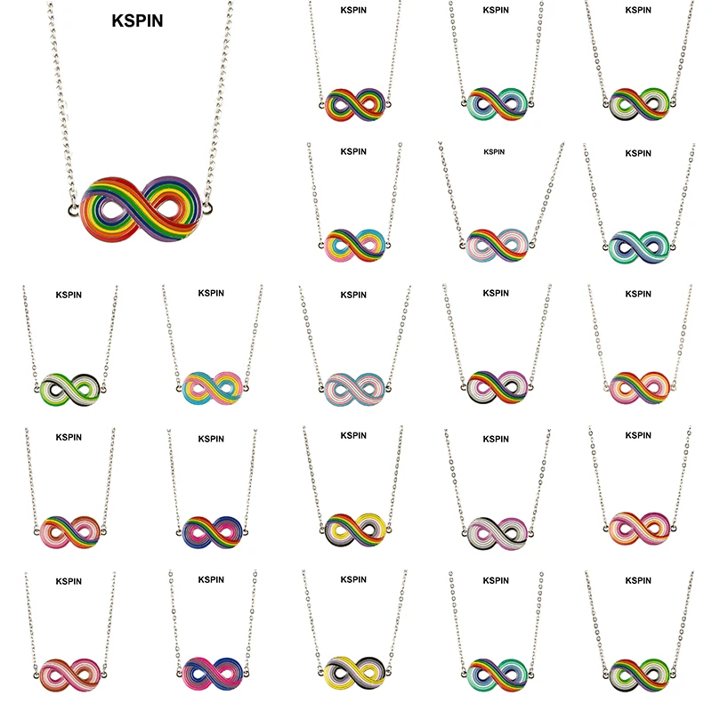 LGBT Pride Necklace - Rainbow Sun Set Design For Lesbian, Trans, Pansexual, Nonbinary, Asexual, Bisexual - Gold Tone