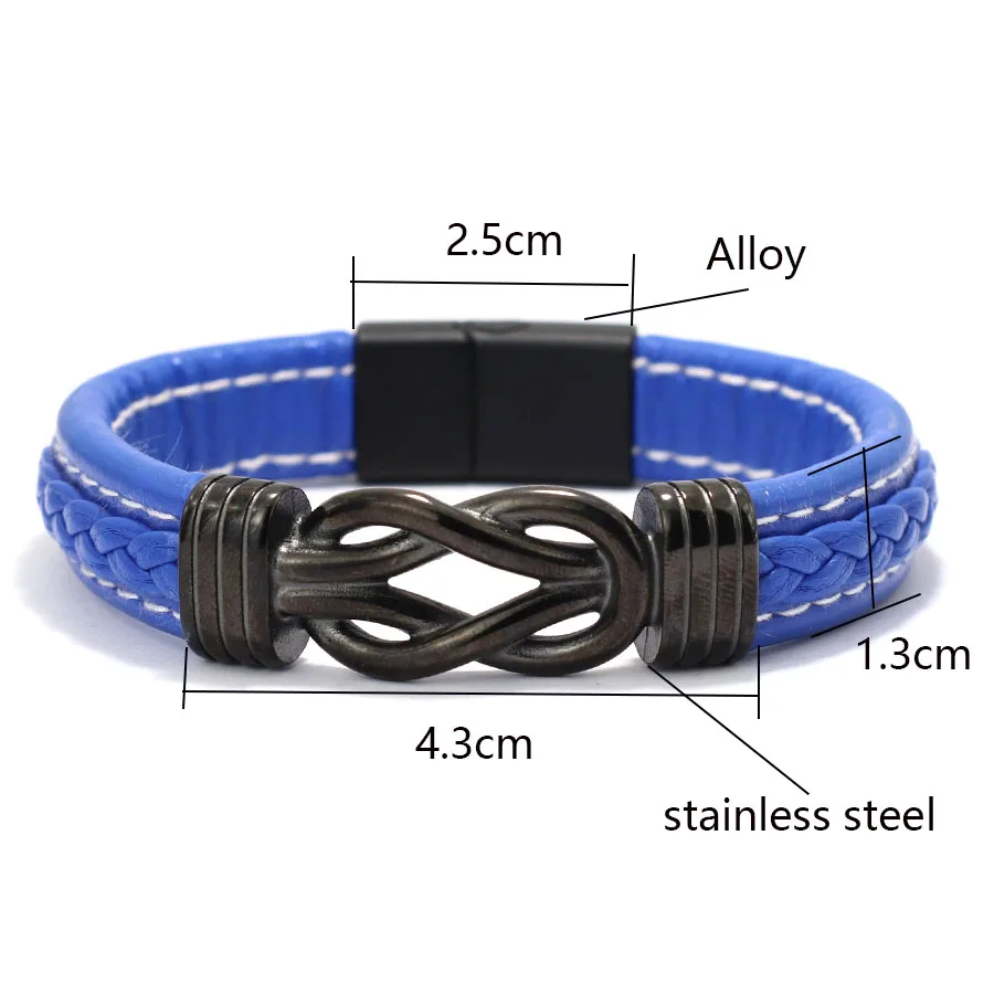 Leather Punk Rock Bangle for Men with Magnet Buckle