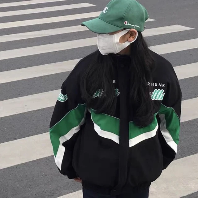 Champion varsity baseball jacket in green