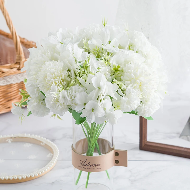 Künstliche Blumen aus Seide, bestickte Kugelchrysantheme, Heimvasendekoration, Außenhof, Valentinstag, Hochzeit, Brautgeschenke. – Detail 2
