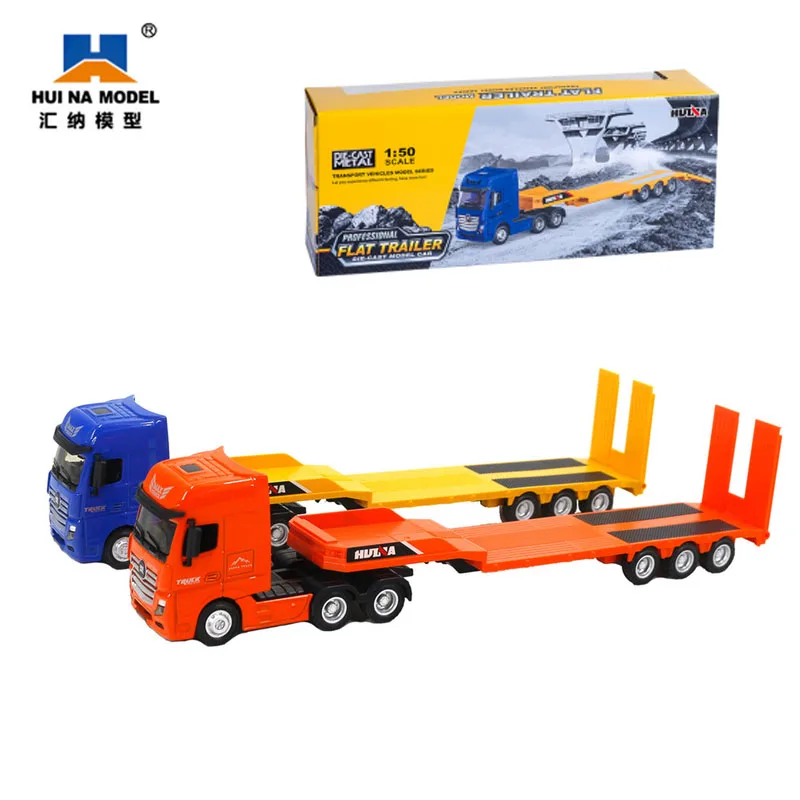 

Huina 1730 Model Truck 2023 New 1:50 Scale Semi -alloy Flat Trailer 12 Wheel Engineering Vehicle Diecast Car Toy For Boys Child