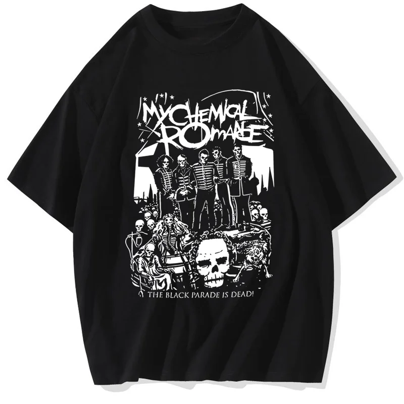 Summer My Chemical Romance Mcr Dead Men's T-Shirt Black Parade Punk Emo Rock Fashion Top Female Oversized T Shirt Clothing 3