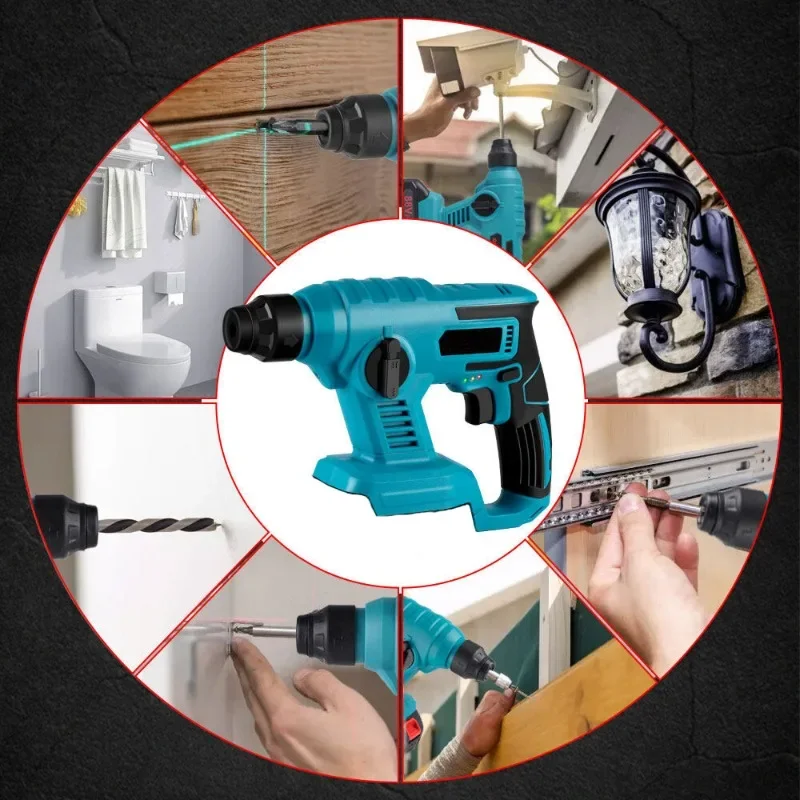 1000W 3600rpm Cordless Electric Rotary Hammer Rechargeable 8600ipm Electric Hammer Drill Power Tools For Makita 18V Battery 4
