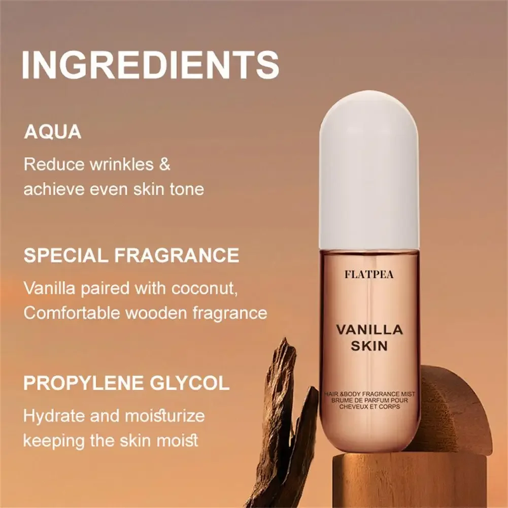 50ml Coconut Vanilla Skin Body Mist Vanilla Essential Oil For Skin Long-Lasting Hair Body Fragrance Mist Spray For Women