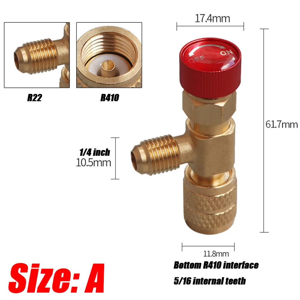 2Pcs Refrigerant Charging Valve Set, 1/4" & 5/16" Safety Adapter Flow