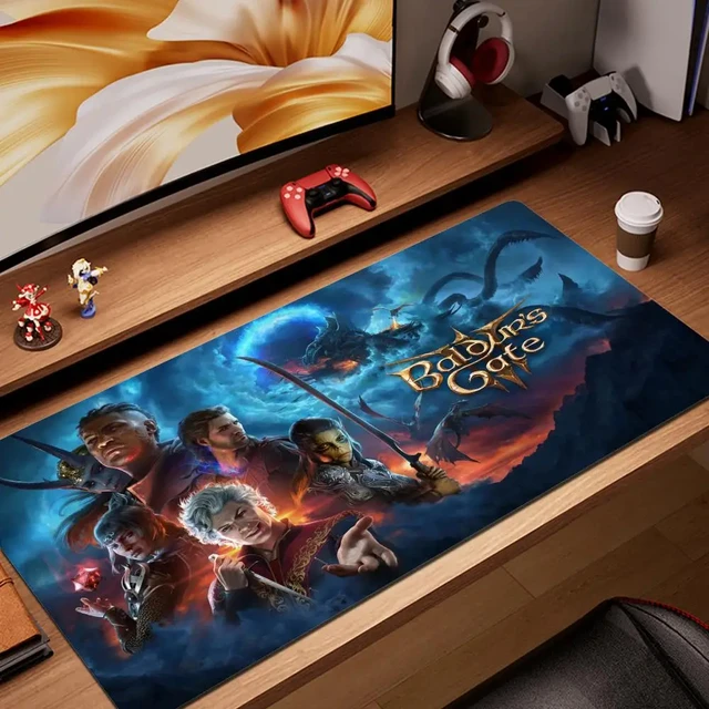 Mousepad Anime Mouse Pad Xxl Baldurs Gate 3 Setup Gaming Accessories PC Gamer Cabinet Games Computer Desk Gadgets Support Laptop 1