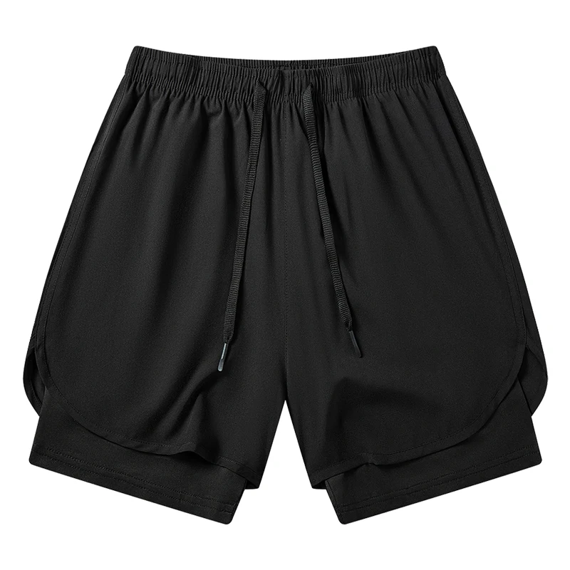 メンズ 2 in 1 ランニング ワークアウト ショートパンツ 電話ポケット付き タオルループ付き ジム アスレチック 速乾性 ストレッチ パフォーマンス ショートパンツ アクティブウェア