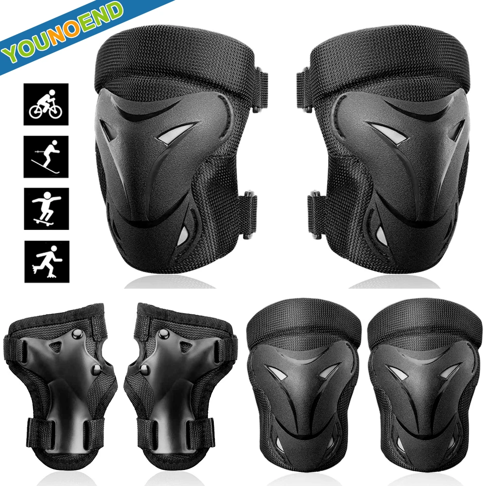 Kids Youth Adults Knee Elbow Wrist Pads Outdoor Multi-Sport Protective Gear Set for Roller Skating Cycling Skateboarding Scooter
