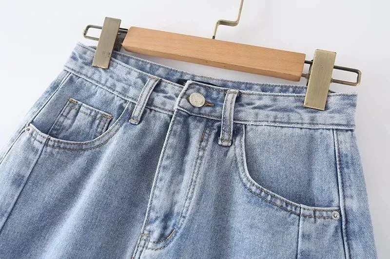 Unireal 2022 Summer Women Jeans Skirt Hole Streetwear High Waist Sexy Ripped Denim Skirt white skirt