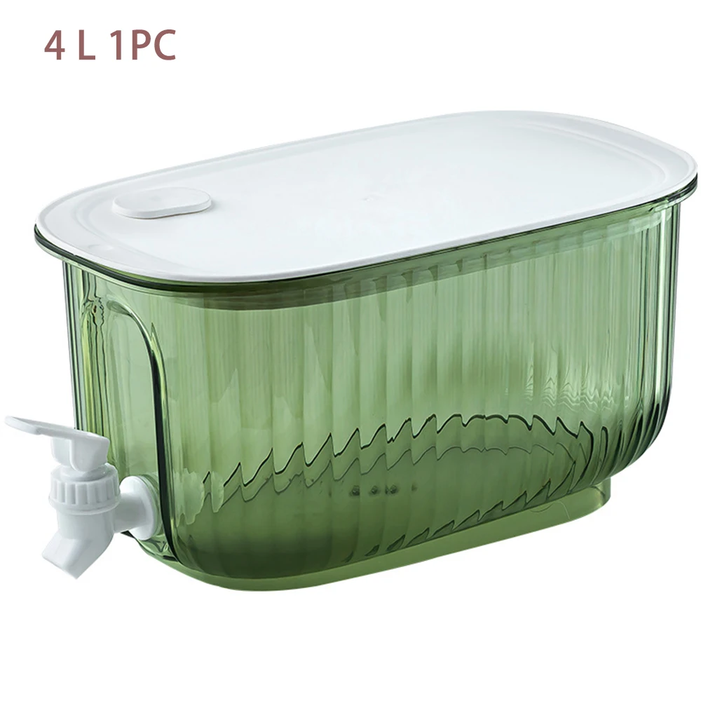 1pc 3.9l Household Cold Water Kettle With Tap, Green Plastic Cool Water  Container With Spigot For Fridge, Creative Fruit Juice & Iced Tea Dispenser  For Party, Summer