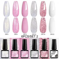 6PCS White Glitter Nail Polish Gel Set Popular Colors Autumn Semi Permanent Soak Off UV Nail Art Manicure Varnish Supplies Kit 2