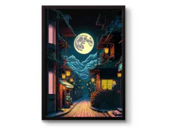 Tokyo Teahouse Anime City Canvas Print - Modern Living Room Wall Art Decor Gift - (50x75cm)no frame (WHITE)