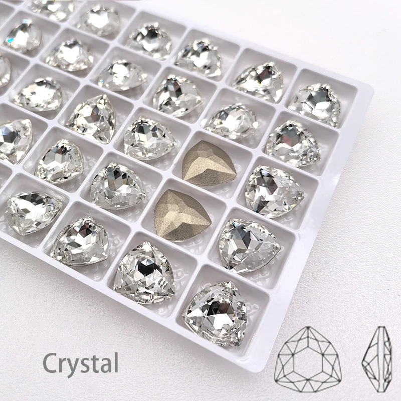 7mm 12mm 지방 삼각형 стразы 반짝이 유리 구슬 Pointback стразы стеклянные 접착제 라인 석 쥬얼리 만들기 strass 액세서리