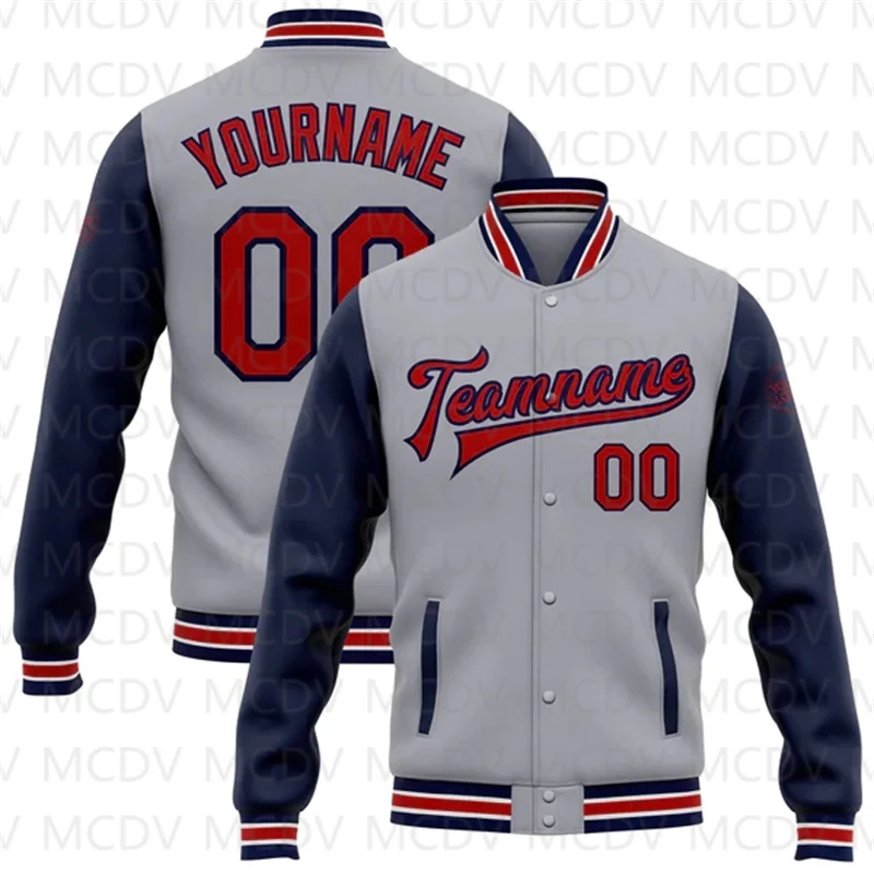 Custom Gray Pink-Kelly Green Bomber Full-Snap Varsity Letterman Two Tone Jacket