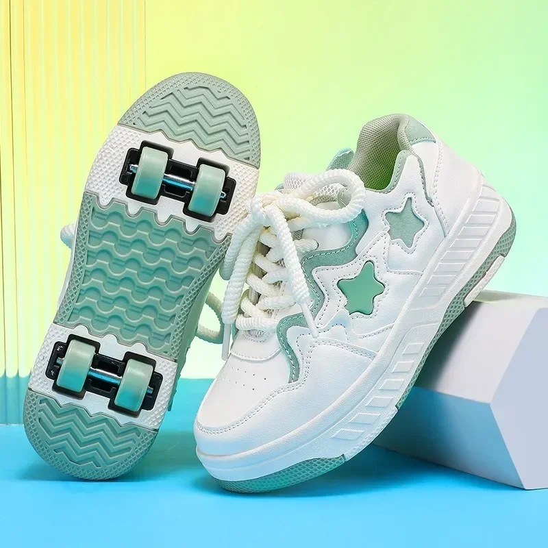 Kids Roller Skate Shoes - Rechargeable Wheels Fashion Color Shiny Birthday for Boys and Girls Two-in-one Casual Shoes