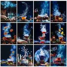 5D Diy Diamond Embroidery Book Coffee Tea Drinks Mosaic Picture with Rhinestones Diamond Painting Cross Stitch Kits Wall Decor