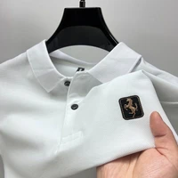 Chemises polo pour hommes en coton pur, grande taille, manches courtes, col rabattu brodé, t-shirts décontractés pour hommes, été 2