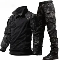 Outdoor Suit Men Outdoor Durable Breathable T-shirt Pants Mens Army Sets Training Hunting Suits Multiple Pockets Camo 2 Pcs 1