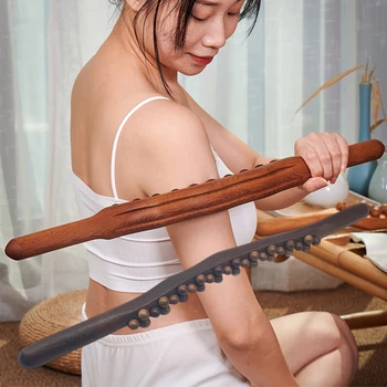 31 Beads Gua Sha Stick Wooden Body Massage Roller Handheld Abdomen Cellulite Massager For Back Pain Relief Wood Therapy Tools