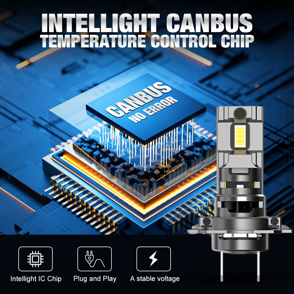 H4 H7 LED Car Headlight Bulbs H11 9005 9006 1:1 Size Mini Turbo Head Lamp 60W CSP Chips Wireless LED Auto Lamps 6500K White 12V
