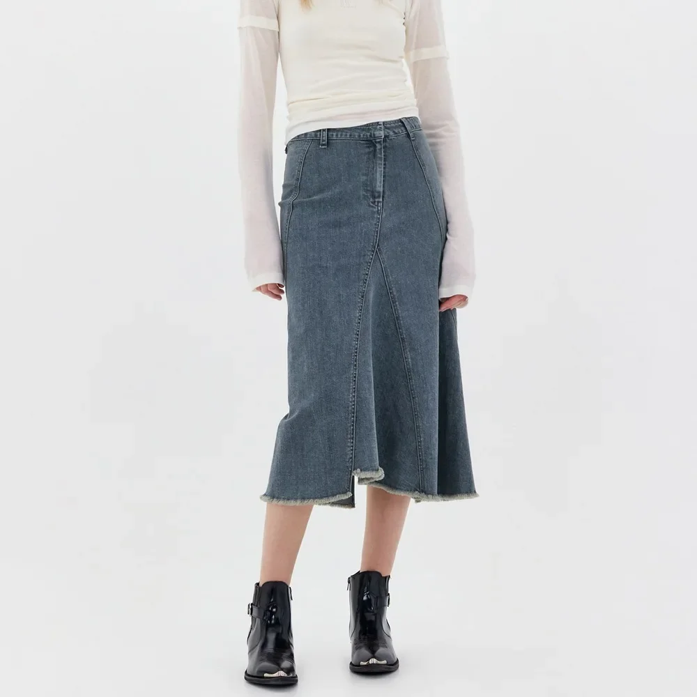 

Denim Skirt 2024 Spring and Summer Casual Fishtail Slit Skirts for Women