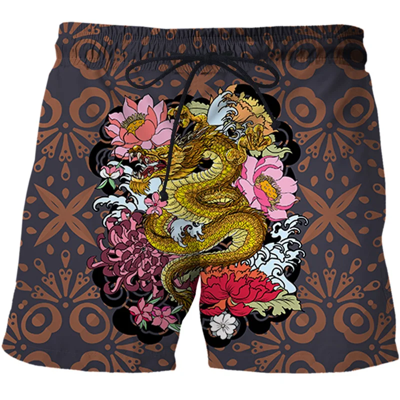 

Chinese Dragon Carp Phoenix Beach Shorts Summer Men Quick-drying Swim Trunks Unisex 3d Printed Art Totem Short Pants Streetwear