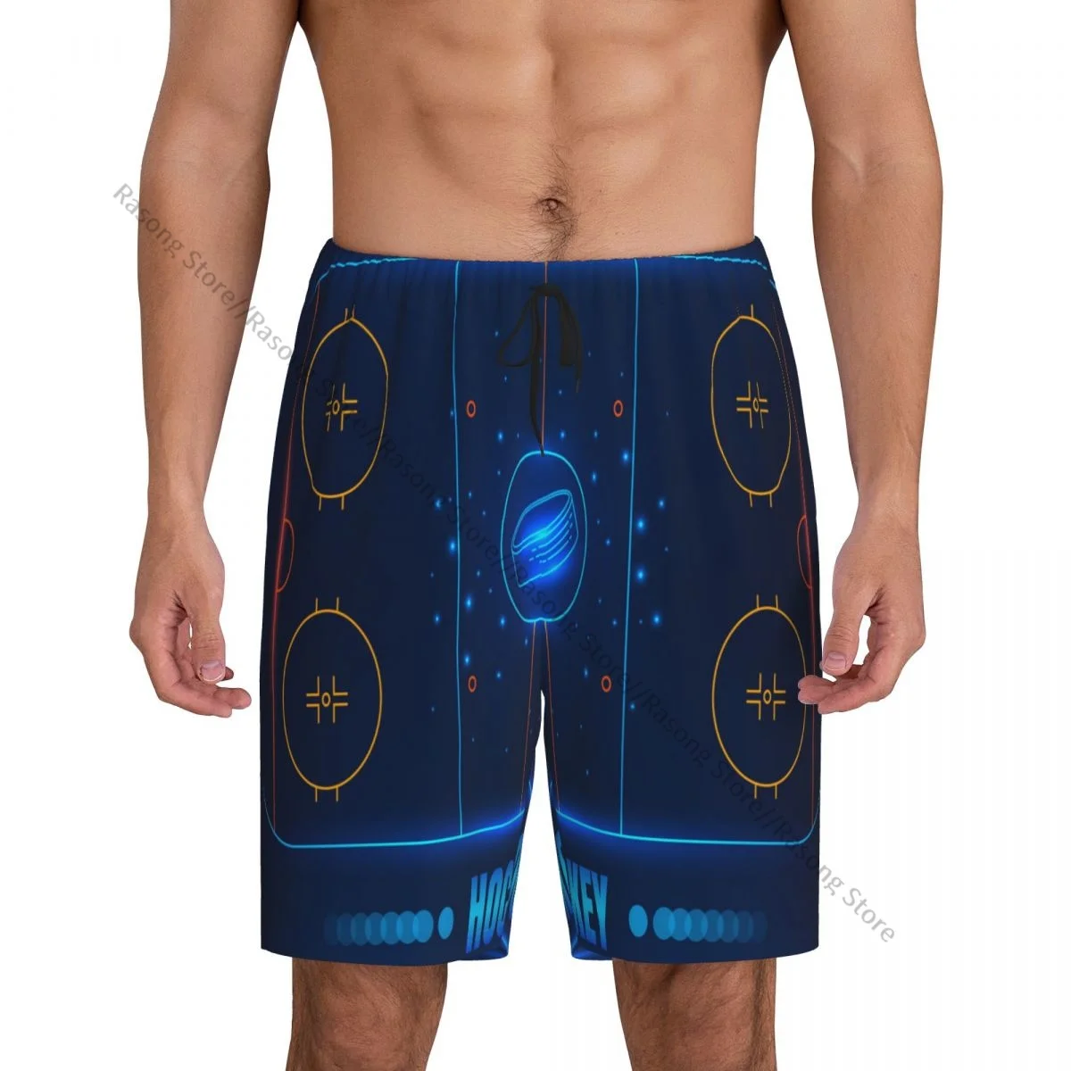 

Ice Hockey Stadium Line With Puck pajama pants for man home short trousers men sleep bottom home wear