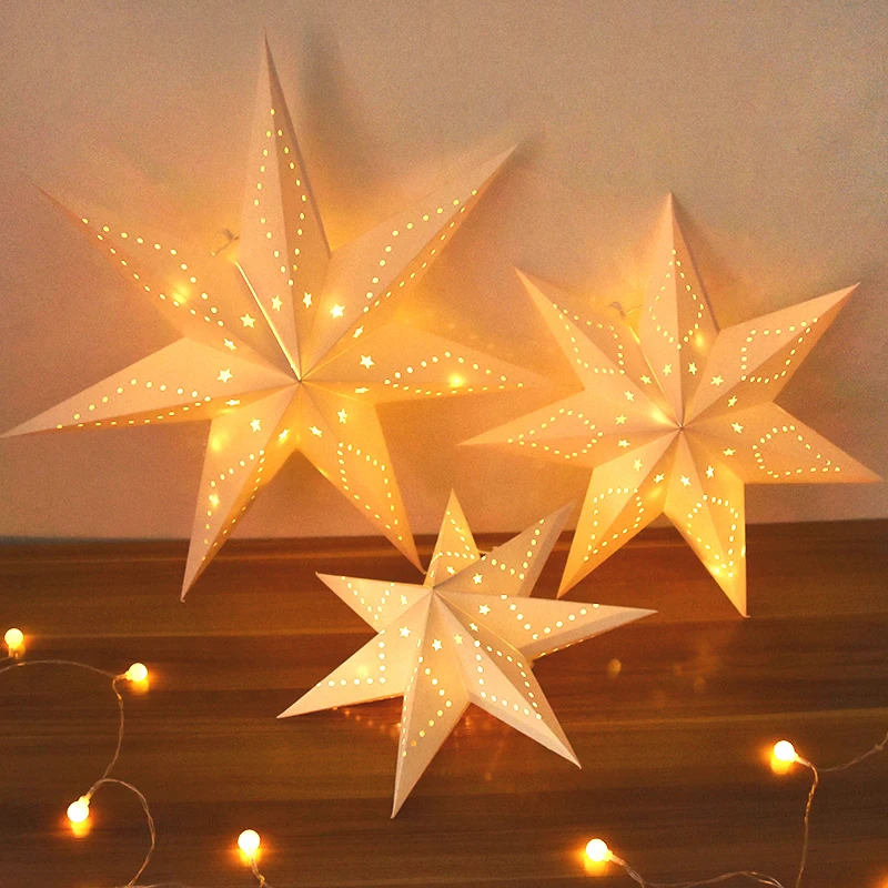 35-60 cm Party Aushöhlen Stern Licht Hause Fenster Schlafzimmer Fee Nachtlicht Papier Laterne Stern für Eid Mubarak hochzeit Dekorationen – Detail 5