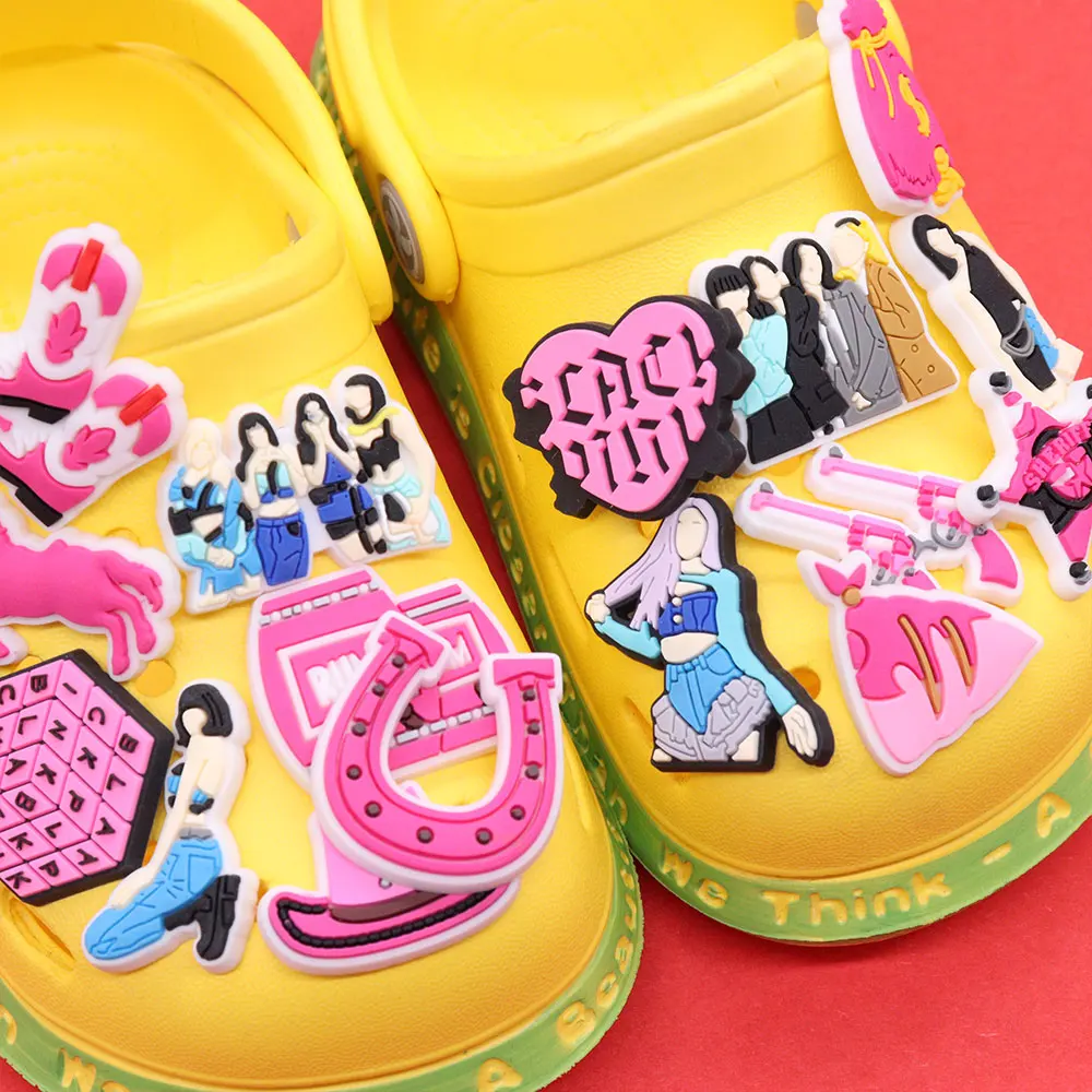 

Wholesale 50pcs Shoe Charm Fashion Sexy Woman Singer Pink Heart Accessorie PVC Shoe Decoration For Wristbands Croc Jibz Gift