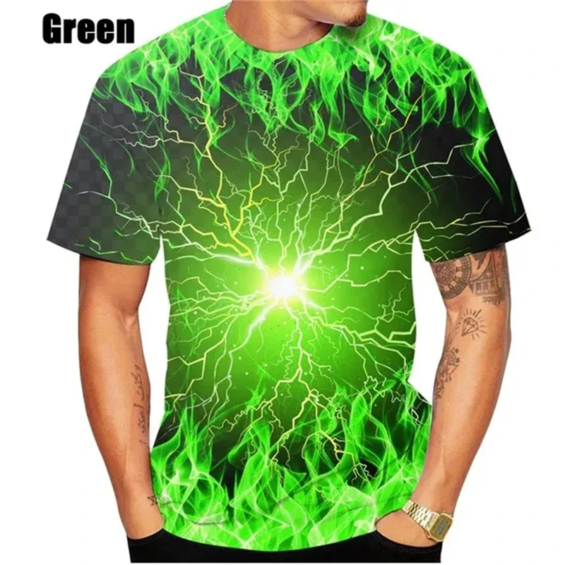

New Fashion Summer Hot Sale 3D Lightning Men'swomen's T Shirt 3D Printing Short-sleeved Round Neck Men's Tops Kids Clothing